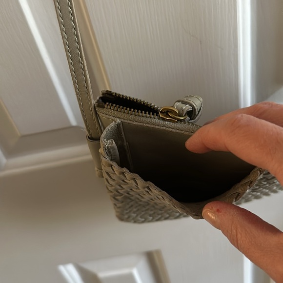 100% Leather Madewell Sage Green The Knotted Woven Crossbody Purse Bag - Picture 6 of 8